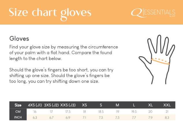 Size chart gloves
